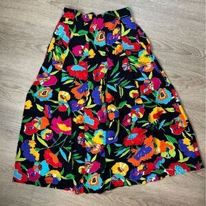 I.B. DIFFUSION | Vintage Colorful Floral A-Line Floral Skirt Size Small